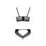 Комплект из эко-кожи с кружевом Passion LOONA SET XXL/XXXL, black, бра и трусики