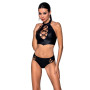 Комплект из эко-кожи Passion NANCY BIKINI L/XL, black, бра и трусики с имитацией шнуровки