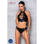 Комплект из эко-кожи Passion NANCY BIKINI L/XL, black, бра и трусики с имитацией шнуровки