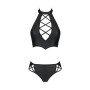 Комплект из эко-кожи Passion NANCY BIKINI L/XL, black, бра и трусики с имитацией шнуровки