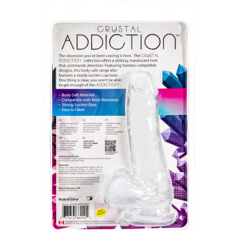 Прозрачный фаллоимитатор на присоске ADDICTION — Clear Dildo with Balls 7″, вибропуля в подарок