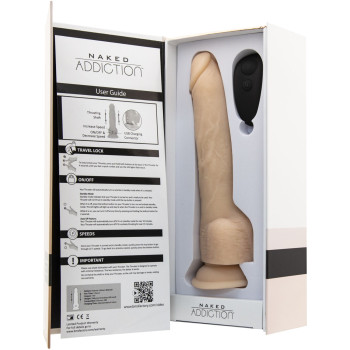 Фалоімітатор з пульсацією Naked ADDICTION Dominic 9″ Vanilla, пульт ДК, діаметр 4,2 см