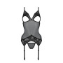 Корсет с подвязками и ажурным лифом Passion CHRISTA CORSET S/M, black, стринги в комплекте