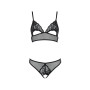 Комплект из браллета с ажурным лифом и открытыми трусиками Passion CHRISTA SET Open Bra L/XL black