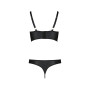 Комплект из эко-кожи с люверсами и ремешками Passion MALWIA BIKINI XXL/XXXL, black, бра и трусики