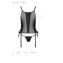 Сетчатый корсет с люверсами и съемными пажами Passion MALWIA CORSET 2XL/3XL black, эко-кожа, стринги