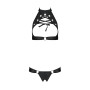Комплект открытый топ и трусики из эко-кожи с люверсами Passion MALWIA SET Open Bra XXL/XXXL black
