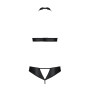 Комплект открытый топ и трусики из эко-кожи с люверсами Passion MALWIA SET Open Bra XXL/XXXL black