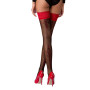 Чулки Passion ST120 5 black-red, на ажурной силиконовой резинке, изысканный декор и люрекс