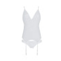 Корсет с пажами, трусики с ажурным декором и открытым шагом Passion URSULA CORSET S/M, white