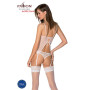 Корсет с пажами, трусики с ажурным декором и открытым шагом Passion URSULA CORSET XXL/XXXL, white