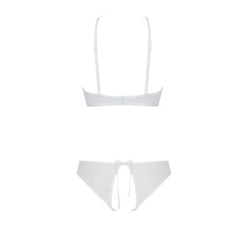 Комплект із бра, трусиків з ажурним декором та відкритим кроком Passion URSULA SET XXL/XXXL, white
