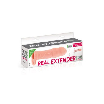 Насадка на член Real Body - Real Extender DICKY с закрытой головкой и кольцом для мошонки