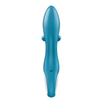 Вібратор-кролик із потрійним відростком Satisfyer Embrace me Turquoise, 2 мотори, діаметр 3,6 см