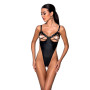 Боді з екошкіри Passion CELIN BODY L/XL, black, з доступом, відкритий