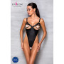 Боді з екошкіри Passion CELIN BODY L/XL, black, з доступом, відкритий