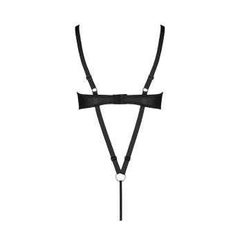 Боді з екошкіри Passion CELIN BODY L/XL, black, з доступом, відкритий