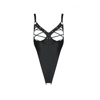 Боді з екошкіри Passion CELIN BODY S/M, black, з доступом, відкритий