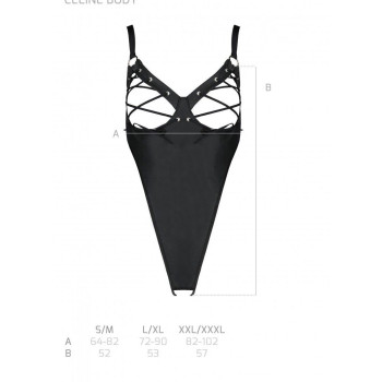 Боді з екошкіри Passion CELIN BODY S/M, black, з доступом, відкритий