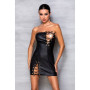 Мінісукня з екошкіри Passion CELINE CHEMISE L/XL, black, шнурівка, трусики в комплекті
