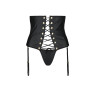Пояс-корсет з екошкіри Passion CELINE SET L/XL, black, шнурівка, знімні пажі для панчіх, стрінги