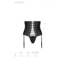 Пояс-корсет з екошкіри Passion CELINE SET L/XL, black, шнурівка, знімні пажі для панчіх, стрінги