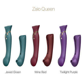 Смартвибратор 3в1 Zalo — Queen Set Jewel Green, пульсирующая жемчужина и вакуум, кристалл Swarovski