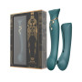 Смартвибратор 3в1 Zalo — Queen Set Jewel Green, пульсирующая жемчужина и вакуум, кристалл Swarovski