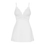 Сатиновый пеньюар с кружевом Obsessive 810-BAB-2 babydoll & thong S/M, белый, пеньюар, танга