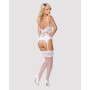 Сатиновый кружевной корсет Obsessive 810-COR-2 babydoll & thong L/XL, белый, корсет, танга