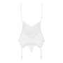 Сатиновый кружевной корсет Obsessive 810-COR-2 babydoll & thong L/XL, белый, корсет, танга