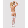 Кружевной комплект белья Obsessive 810-SEG-1 L/XL White, бюстгальтер, стринги, пояс для чулок
