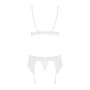 Кружевной комплект белья Obsessive 810-SEG-1 L/XL White, бюстгальтер, стринги, пояс для чулок