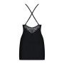 Сатиновый комплект для сна с кружевом Obsessive 828-CHE-1 chemise & thong L/XL, черный, сорочка
