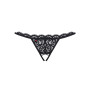 Кружевные танга с двумя отверстиями Obsessive 831-THC-1 crotchless thong S/M, черные, бантики