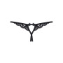 Кружевные танга с двумя отверстиями Obsessive 831-THC-1 crotchless thong S/M, черные, бантики