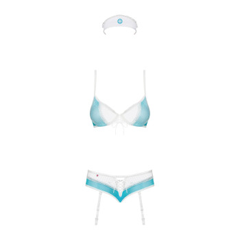 Еротичний костюм медсестри Obsessive 834-CST-6 L/XL, біло-блакитний