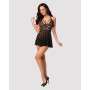 Еротичний мереживний комплект із сіточкою Obsessive 838-BAB-1babydoll & thong black S/M