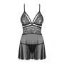 Еротичний мереживний комплект із сіточкою Obsessive 838-BAB-1babydoll & thong black S/M