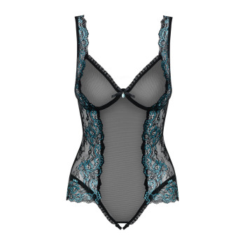 Сітчасте боді на кісточках Obsessive Amanta teddy L/XL, чорне, з доступом