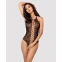 Бодистокинг с эффектом шнуровки Obsessive B113 teddy S/M/L открытая спина, халтер, с доступом