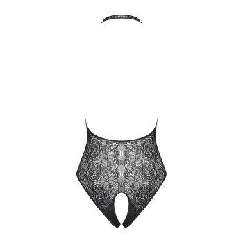 Бодистокинг с эффектом шнуровки Obsessive B113 teddy S/M/L открытая спина, халтер, с доступом