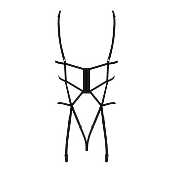Боді зі стреп із доступом Obsessive Badossa crotchless teddy L/XL, чорний
