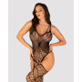 Ажурний бодістокінг під павутину Obsessive Bodystocking G325 black S/M/L, чорний, комбінезон