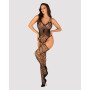 Ажурний бодістокінг під павутину Obsessive Bodystocking G325 black S/M/L, чорний, комбінезон