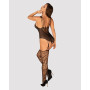 Ажурний бодістокінг під павутину Obsessive Bodystocking G325 black S/M/L, чорний, комбінезон