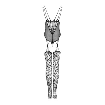Ажурний бодістокінг під павутину Obsessive Bodystocking G325 black S/M/L, чорний, комбінезон