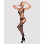 Сетчатый бодистокинг с имитацией топа, пояса и чулок Obsessive Bodystocking N108 S/M/L, черный