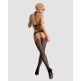 Сетчатый бодистокинг с имитацией топа, пояса и чулок Obsessive Bodystocking N108 S/M/L, черный