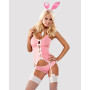 Еротичний костюм зайчика Obsessive Bunny suit 4 pcs costume pink L/XL, рожевий, топ з підв’язками